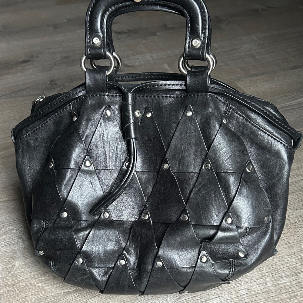 Black Studded Leather Handbag